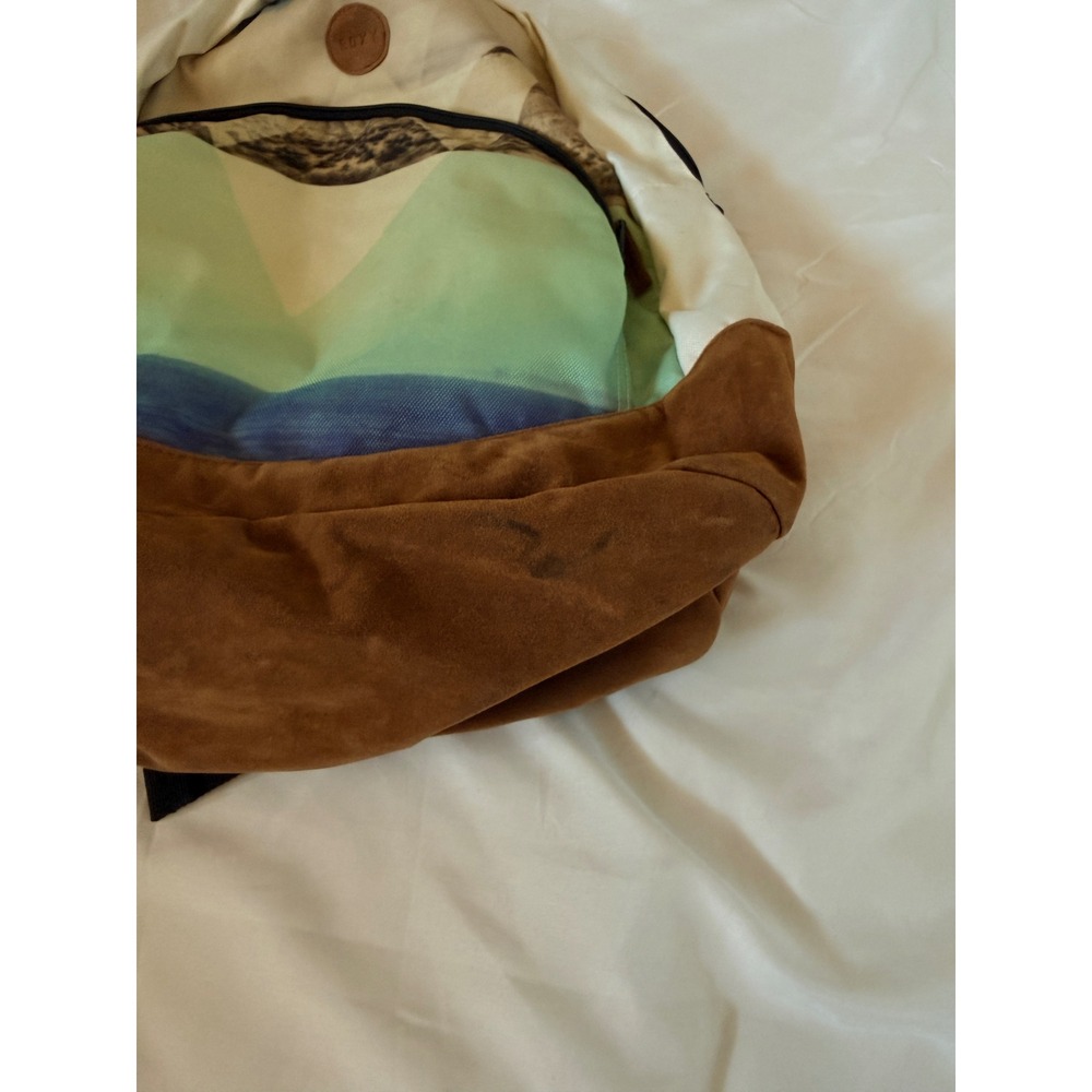 Roxy Fairness 2014 Canvas Backpack Desert Geometric Print Brown Faux Suede - Picture 8 of 8